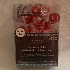 NIB Ashland Halloween Icon String Lights, Glasses with Red Tint